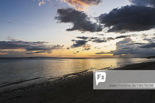 Sea under cloudy sky at sunset  Bohol  Philippines