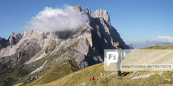 Women and man at Furchetta on vacation  Dolomites  Italy