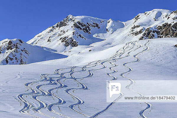 Austria  Tyrol  Winding tracks in snow