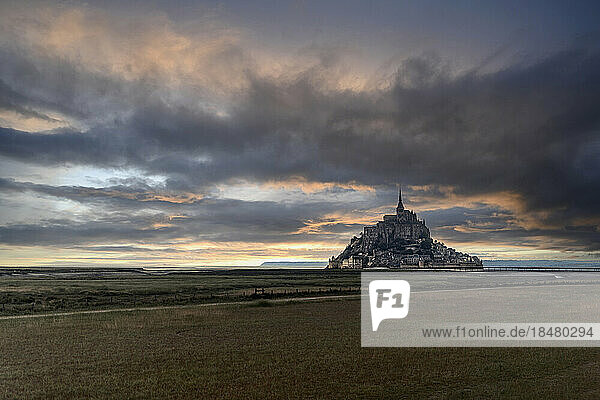 Mont Saint-Michel at sunset  Normandy  France