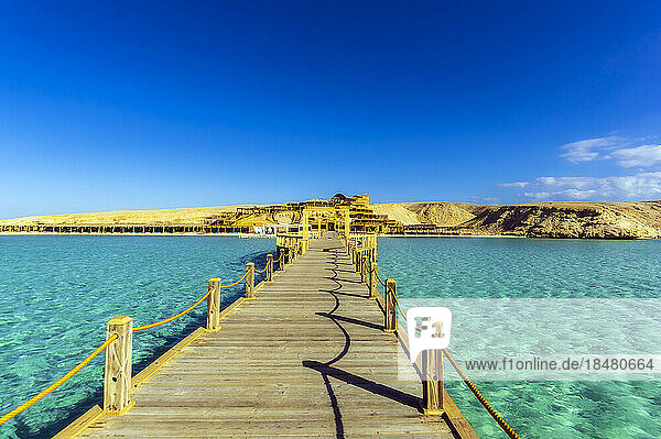 Egypt  Red Sea Governorate  Hurghada  View of empty Orange Bay pier in summer