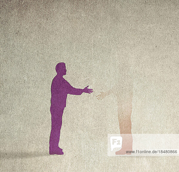 Illustration eines Mannes  der versucht  einen verschwindenden Freund zu begrüßen