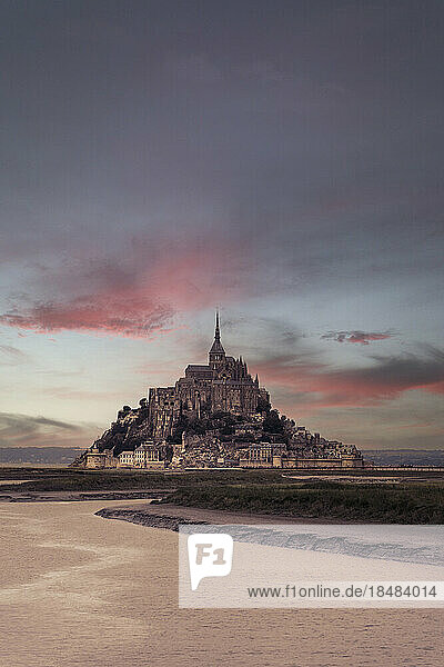 Mont Saint-Michel under sky  Normandy  France