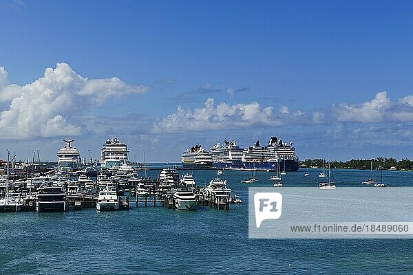 Kreuzfahrtschiffe im Hafen von Nassau  New Providence  Bahamas  Mittelamerika