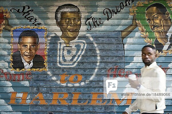 Portrait of Obama  Martin Luther King and Nelson Mandela  New York  USA  Nordamerika