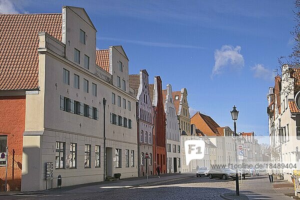 Hansestadt Wismar. Häuserzeile in der Lübsche Straße. Die Altstadt und ihre Architektur gehören zum UNESCO-Weltkulturerbe. Lübsche Str. Wismar  Mecklenburg-Vorpommern  Deutschland  Europa
