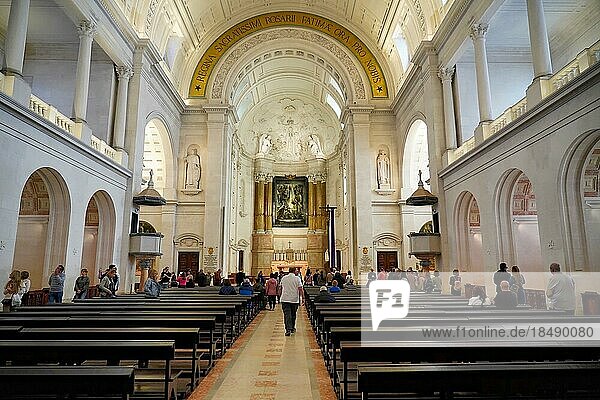 Fatima  Portugal - 9 December  2020: interior view of the Basilica of Our Lady of the Rosary in Fatima in central Portugal