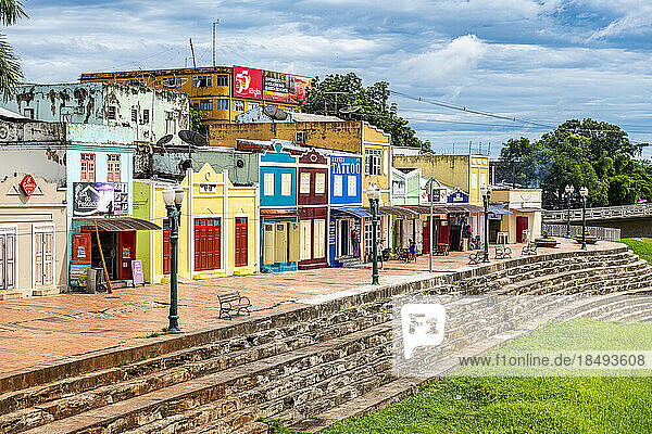 Tiny stores along the Acre River  Rio Branco  Acre State  Brazil  South America