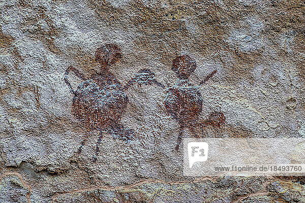 Felsmalerei in Pedra Furada  Nationalpark Serra da Capivara  UNESCO-Weltkulturerbe  Piaui  Brasilien  Südamerika
