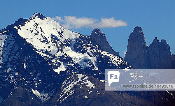 Torres and Cuernos  Torres del Paine National Park  Patagonia  Chile  South America