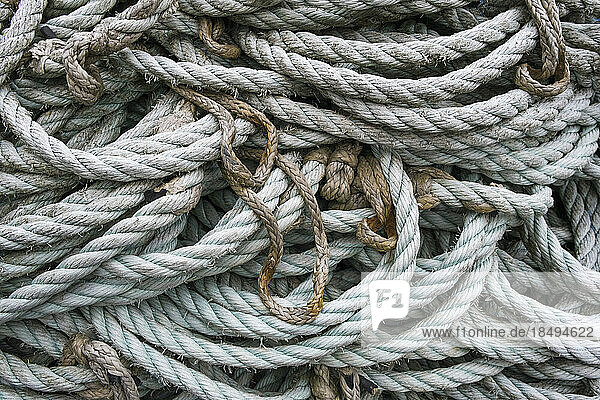 A pile of industrial rope heaped up.