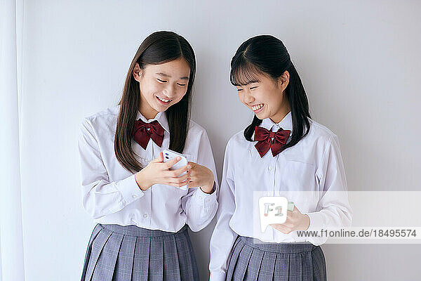 Japanese high school students wearing uniform