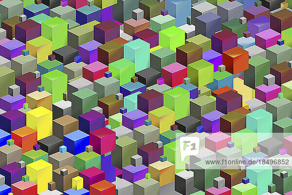Full frame three dimensional abstract geometric cube pattern