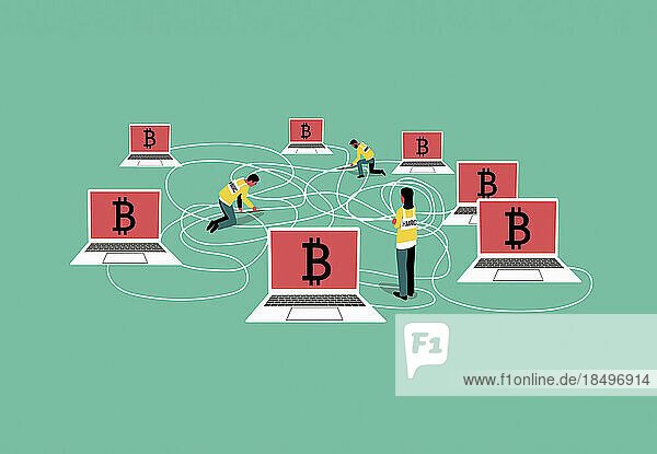 Steuerprüfer versuchen  die Bitcoin-Blockchain zwischen Laptops zu verfolgen