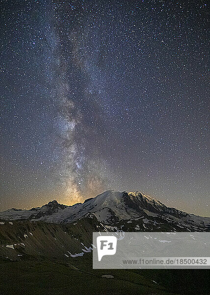 Stunning Milky Way Over Mt. Rainier in Mt. Rainier National Park