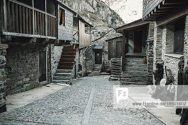 Streets of Santiago de Peñalba  an old stone village in the mountains