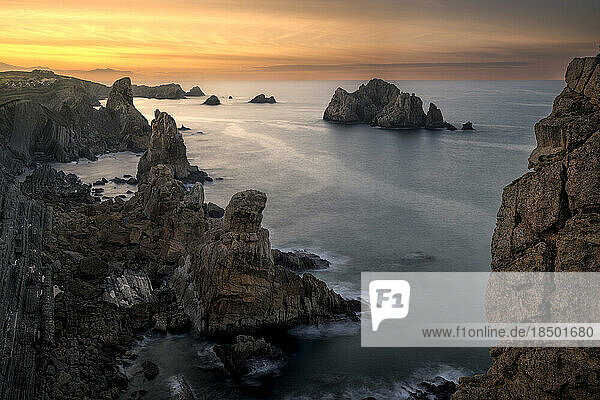 Geological formations in Costa Quebrada  Cantabria  Spain