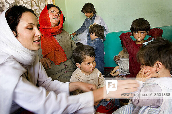 Daily life and chaos at Habiba's child care center in Kabul.