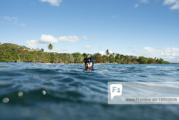 Man Snorkeling at Tres Palmas Marine Reserve in Puerto Rico