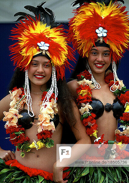 Bora Bora Tahiti Colorful Native Dancers French Polynesia