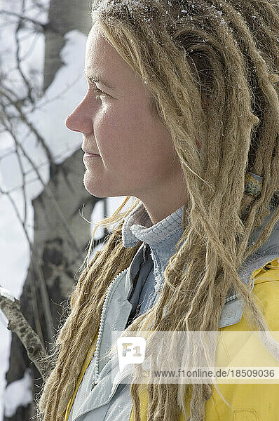 Young woman with dreadlocks.