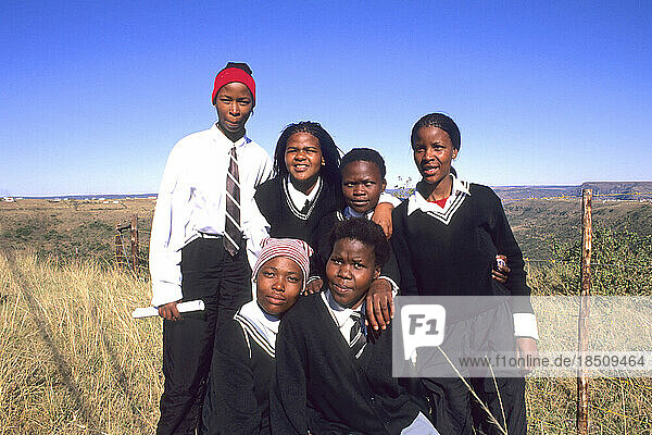 Portrait of Xhosa School Children on the Garden Route in South Africa