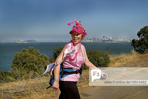 Woman pariticipates in a breast cancer walk in San Francisco