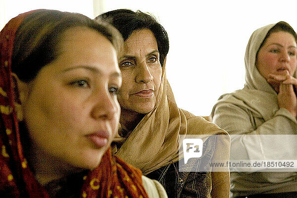 Woman attends a business training seminar in Kabul.