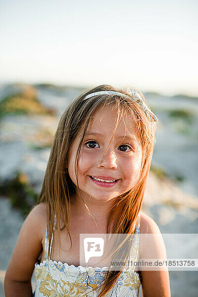 Close Up of Four Year Old Girl on Beach in San Diego