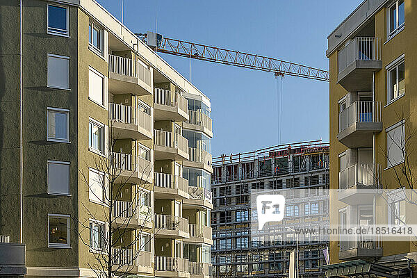 Germany  Bavaria  Construction site of modern apartment buildings