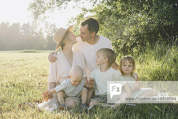 Happy family enjoying together in nature