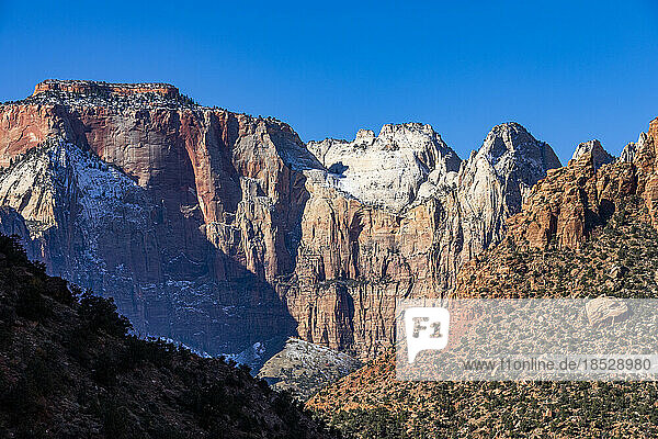 United States  Utah  Zion National Park  Scenic view of Zion Canyon