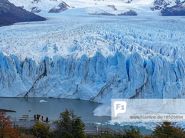 Einer der wenigen vorrückenden Gletscher der Welt  mit einem Durchmesser von etwa 3 Meilen an der Stirnseite  Glacier Perito Moreno  Los Glaciares National Park; El Calafate  Argentinien