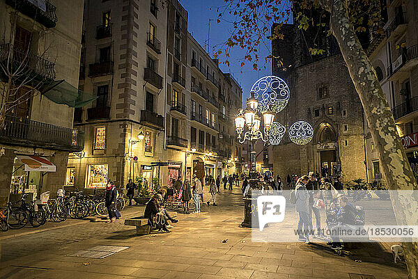 Nachtleben im Viertel Barri de la Ribera in Barcelona  Spanien Barcelona  Spanien