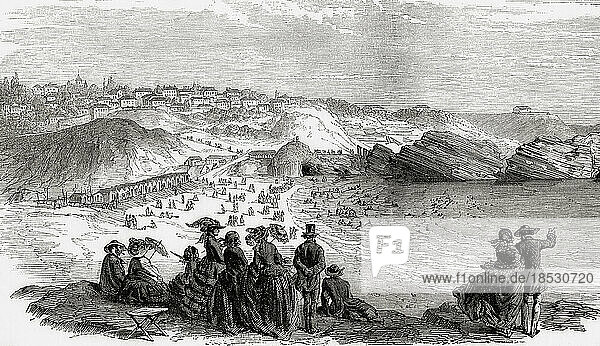 A view of Biarritz  France in the 19th century. From L'Univers Illustre  published Paris  1859