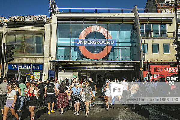 Busy Brixton Underground Station  Brixton  London  UK; London  England