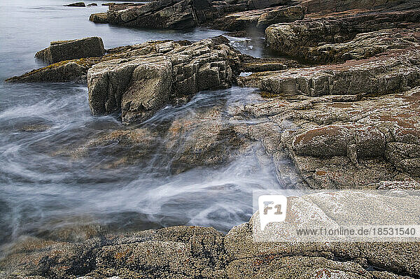 Water moving near the rocks in Acadia National Park  Maine  USA; Maine  United States of America