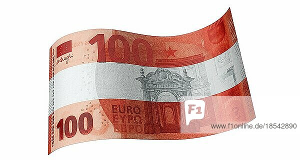 100-Euro-Schein in rot-weiß-rot (österreichische Flagge)