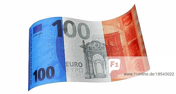 100-Euro-Schein in blau-weiß-rot (französische Flagge)