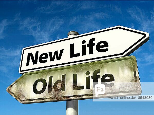 Wegweiser Neues Leben oder altes Leben