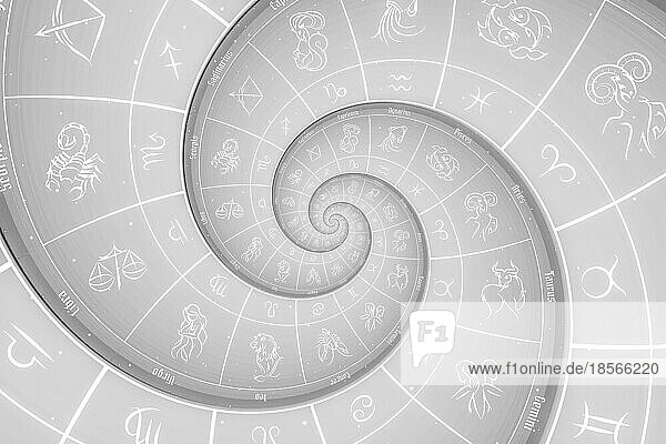 Tierkreiszeichen Horoskop Hintergrund. Konzept für Fantasie und Geheimnis weiß