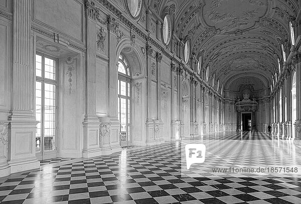 Detail der Galleria di Diana in Venaria  Italien. Luxuriöse königliche Palasteinrichtung