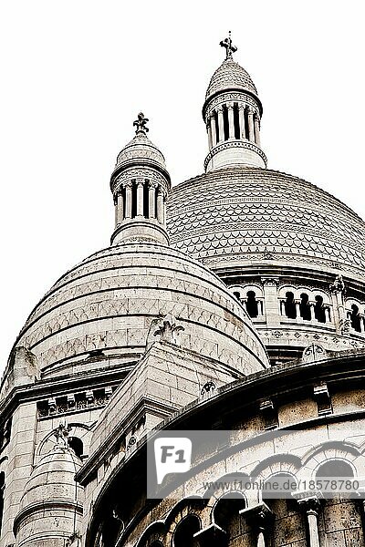 Detail der Herz Jesu Basilika in Paris  allgemein bekannt als Sacré C?ur Basilika  die dem Heiligsten Herzen Jesu gewidmet ist  in Paris  Frankreich  Europa