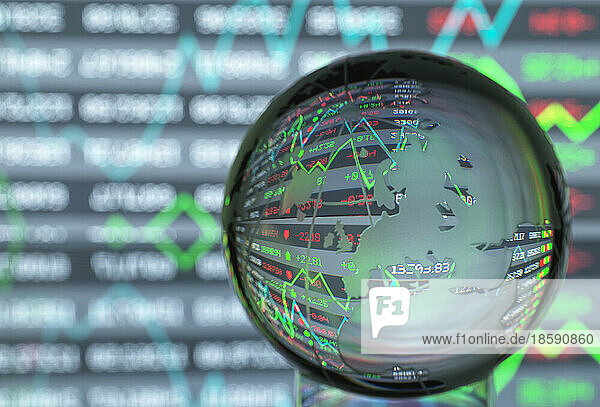 Stock market graph on globe
