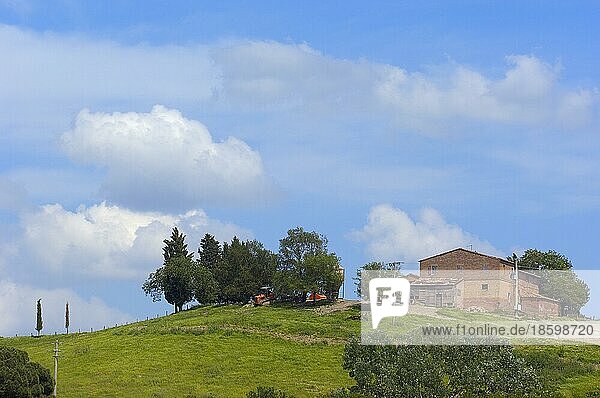 Landschaft der Toskana  bei Asciano  Provinz Siena  Crete Senesi  Toskana  Italien  Europa