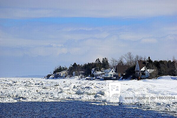 Eisschollen auf St. Lawrence-Strom  Berthier-sur-Mer  Quebec  St. Lorenz-Strom  Kanada  Nordamerika