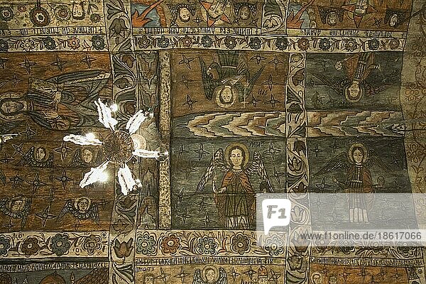 Deckenmalerei  biblische Szene  Holzkirche St. Paraskeva  1770  Desesti  Maramures  Rumänien  Kirchendecke  Ikonenmalerei  Europa
