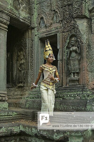 Apsara-Tänzerin  Ta Som-Tempel  Angkor  Siem Reap  Kambodscha  Asien