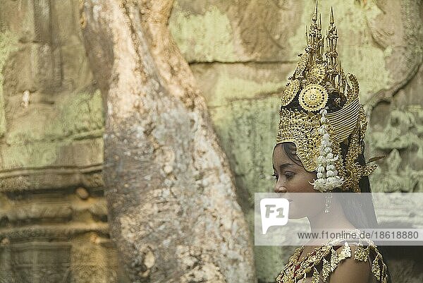 Apsara-Tänzerin  Ta Som-Tempel  Angkor  Siem Reap  Kambodscha  Asien