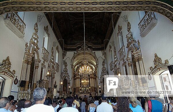 Interior of the Nosso Senhor do Bonfin Church  Salvador de Bahia  Brazil  South America